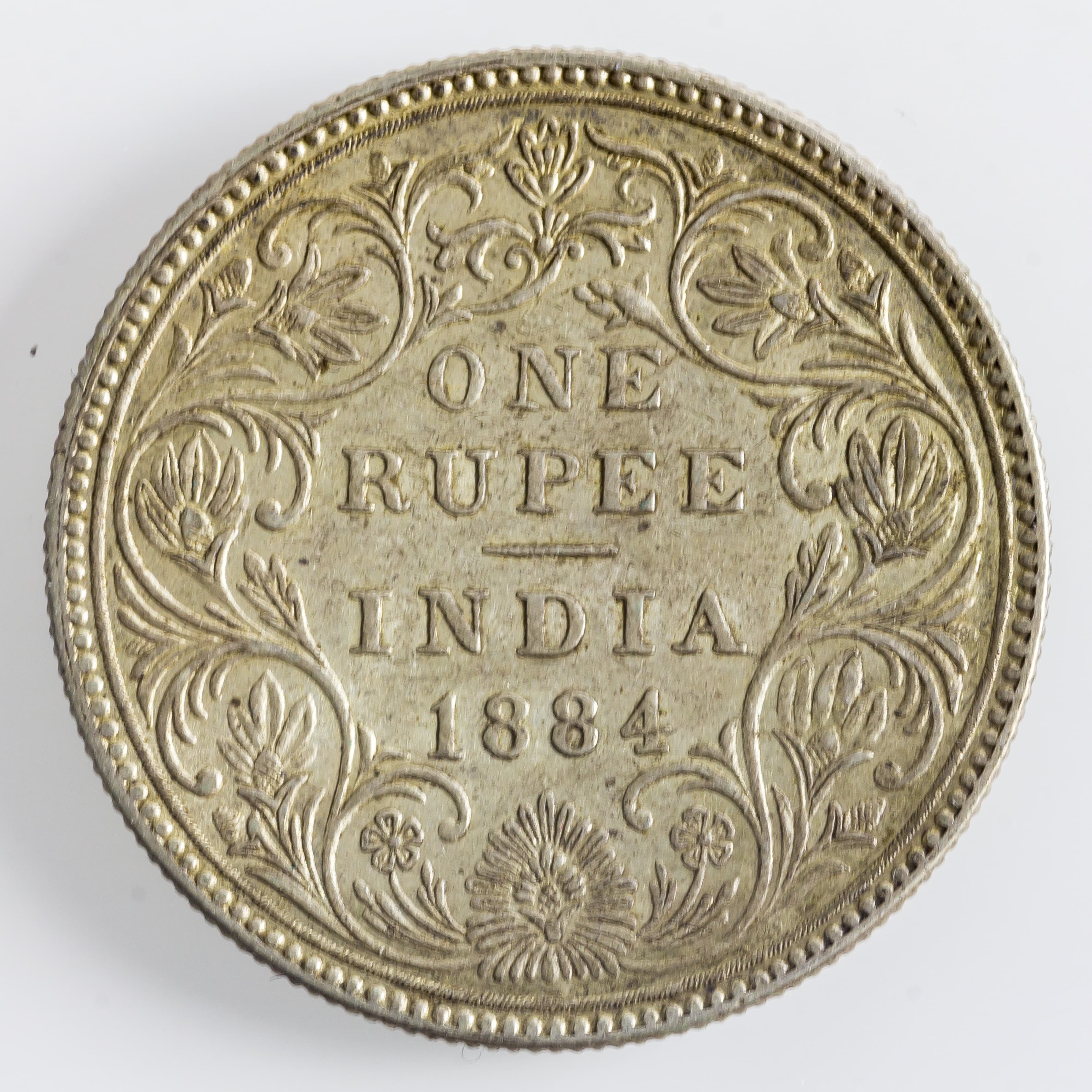 1885 Victoria Empress Silver Rupee Reverse