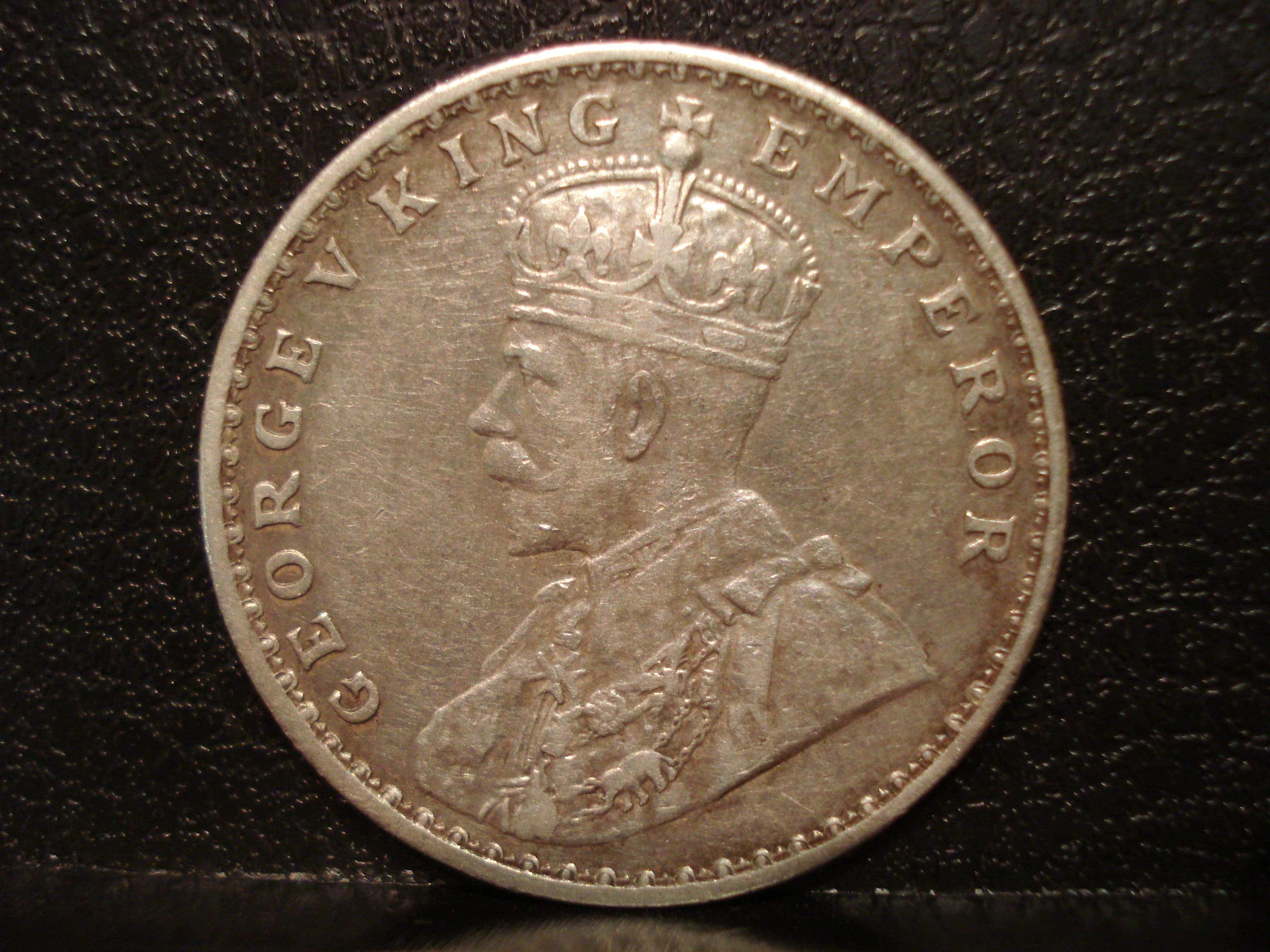 1918 George V Silver Rupee Reverse