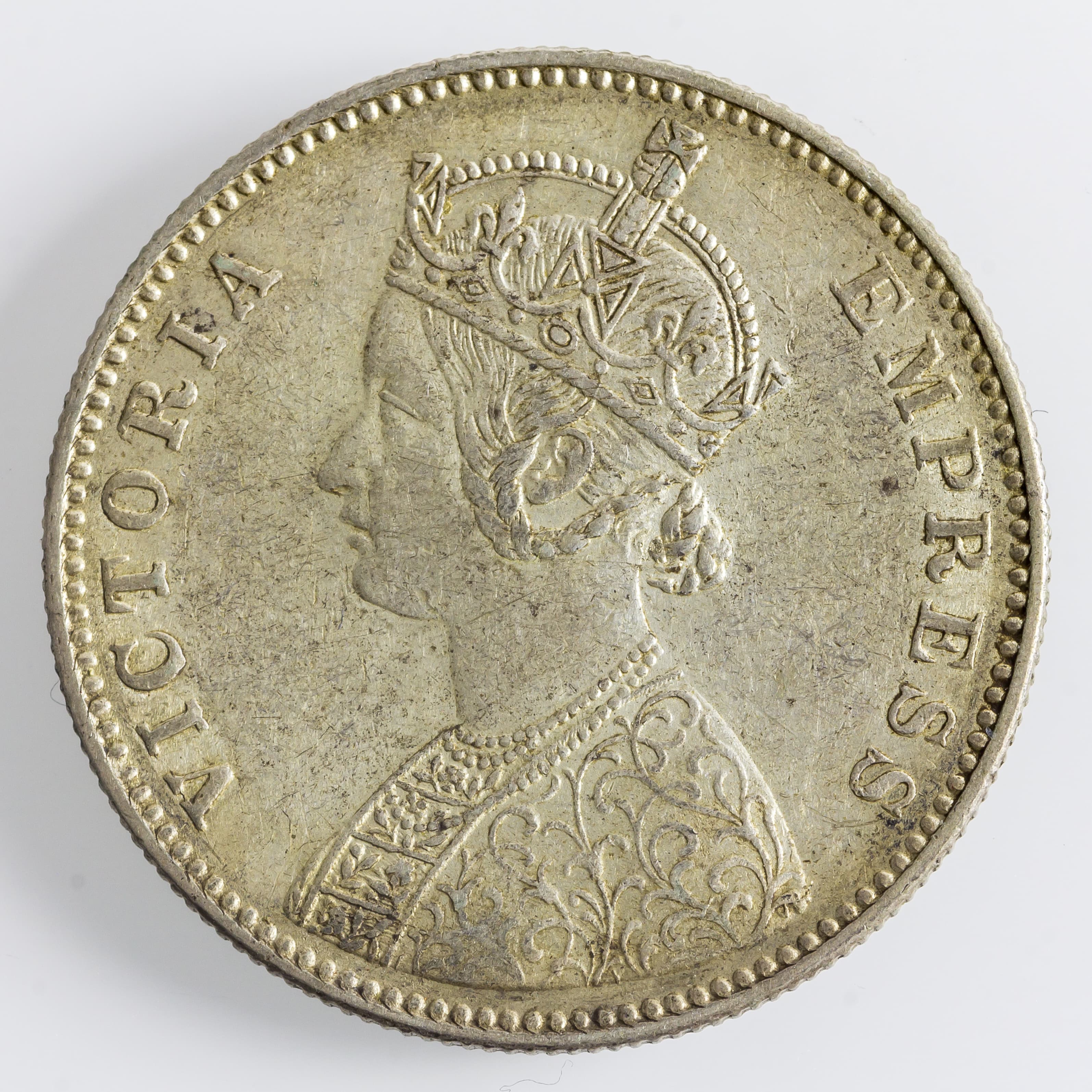 1885 Victoria Empress Silver Rupee