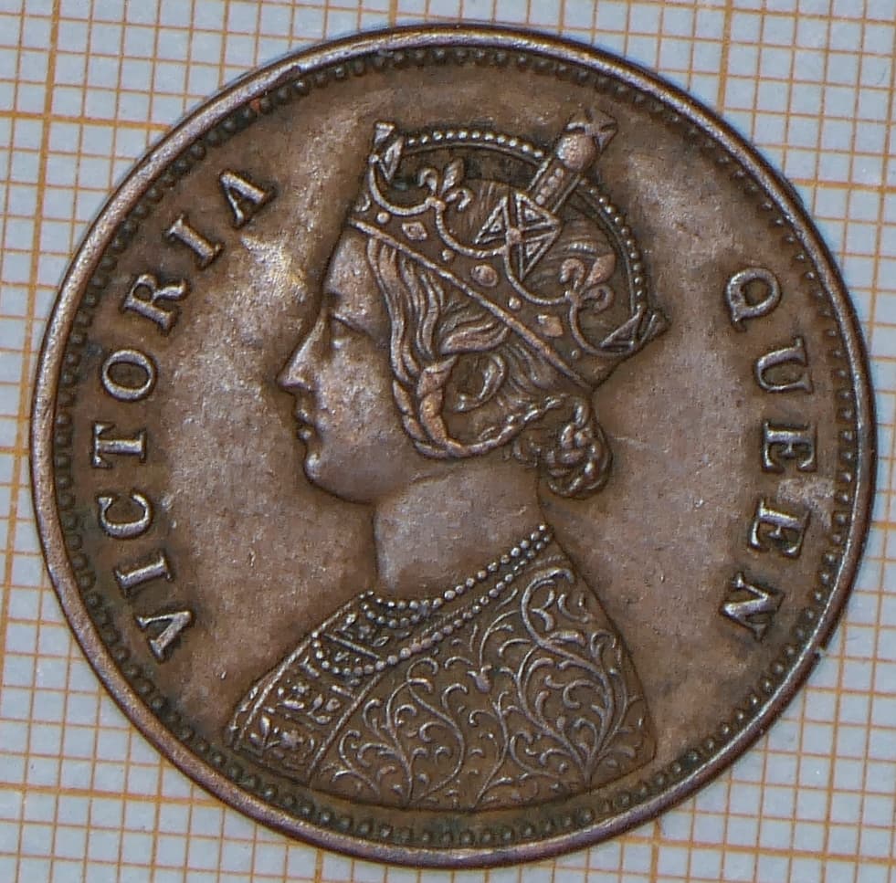 1877 Victoria One Quarter Anna Obverse