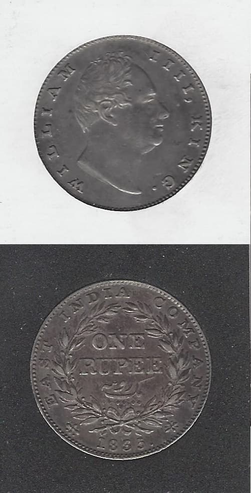 1835 William IV Silver Rupee Obverse